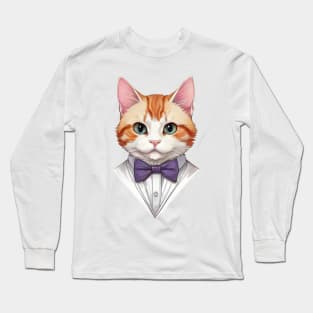 Fancy Cat with Bowtie no.18 Long Sleeve T-Shirt